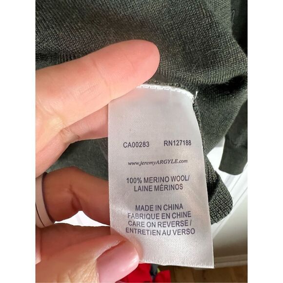 Jeremy Argyle NYC Merino Wool Green Sweater Size XXL - Picture 3 of 4